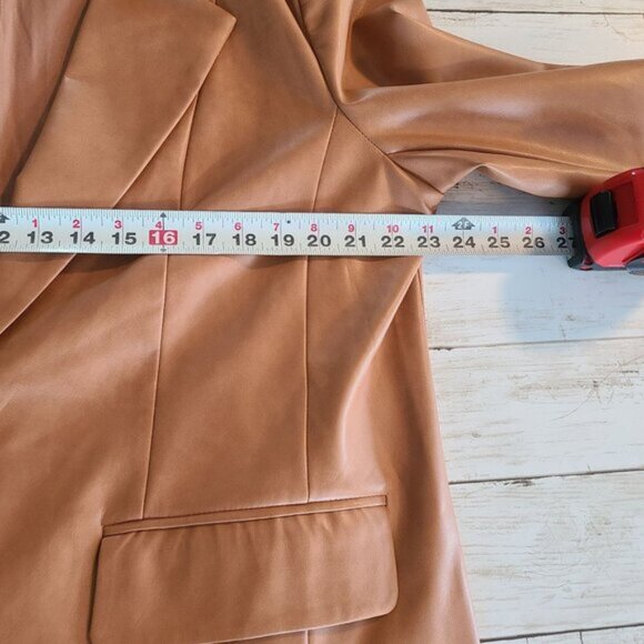 Avec Les Filles Camel Vegan Leather Darlene Oversized Blazer Jacket XL Classic - Picture 7 of 9